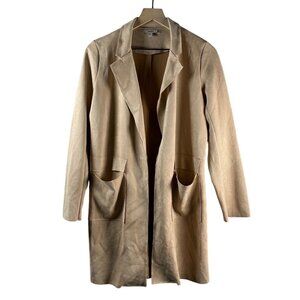 Papaya Faux Suede Long Coat Jacket - Women's - Medium
